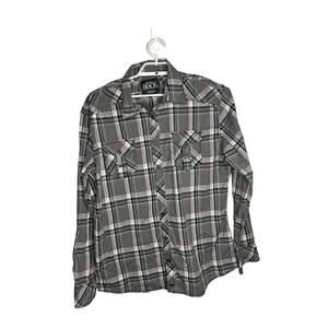 Buckle Black Athletic‎ Fit size XL black/gray plaid button up mens shirt